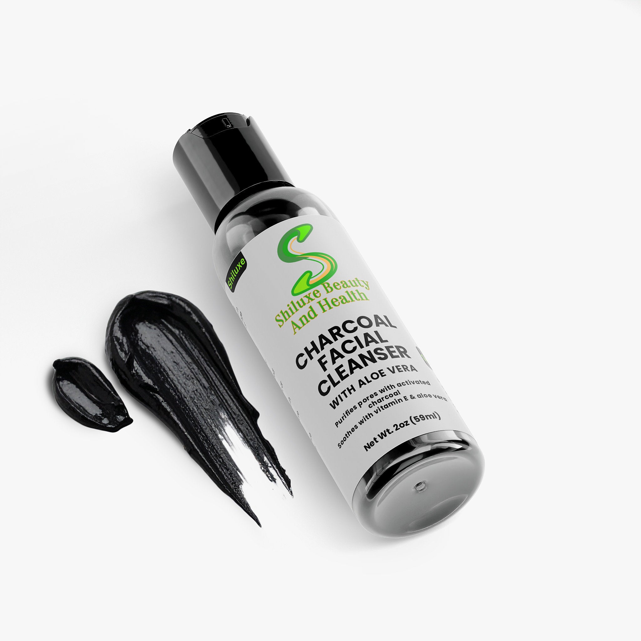 Charcoal Facial Cleanser With Aloe Vera For Face, 2 oz Unisex - With Activated Charcoal, Soothes With Vitamin E & Organic Tea Tree Essential Oil, Paraben-Free Preservative, (Pack of 1)